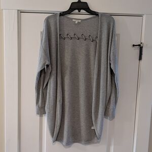 Maurices Women's Gray Open-Front Sweater with Laces on Back, Size XS